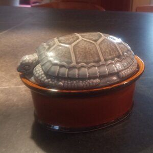 Vintage ceramic turtle serving dish from Portugal.